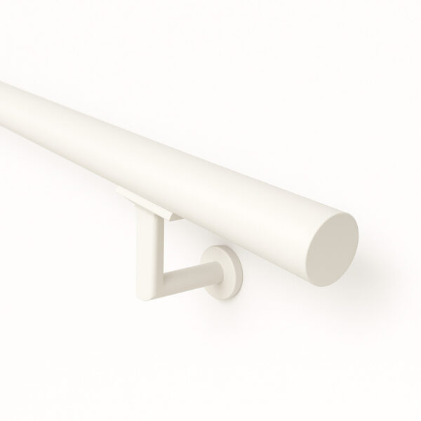 Stalen trapleuning rond 30 mm wit