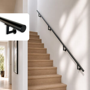 Stalen trapleuning rond 30 mm zwart
